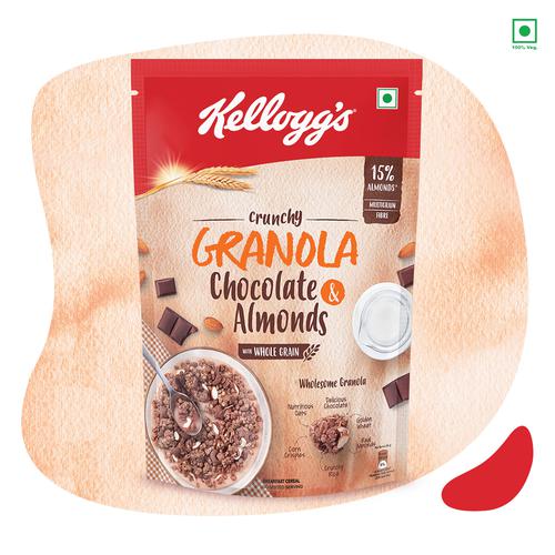 Kelloggs Crunchy Granola - Chocolate & Almonds, 450 g Pouch Zero Trans Fat