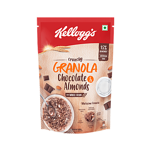 Kellogg's Crunchy Granola Muesli Chocolate & Almonds - Ready to eat Breakfast & Snack, 450 g Pouch Zero Trans Fat