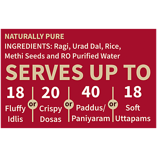 Batter Box Ragi Idli & Dosa Batter, 1 kg  No Added Preservatives, No Soda & Salt