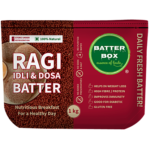 Batter Box Ragi Idli & Dosa Batter, 1 kg  No Added Preservatives, No Soda & Salt