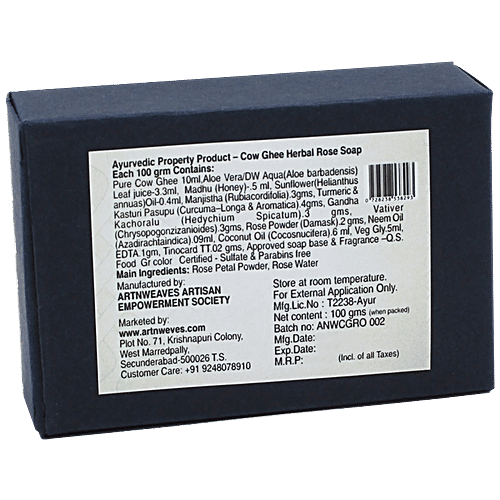 ArtNWeaves Rose Handmade Cow Ghee Herbal Soap, 100 g  