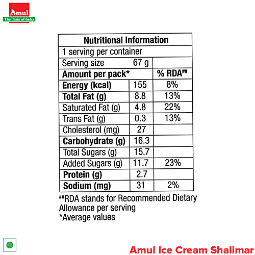 Amul Shalimar Ice Cream, 125 ml Cup