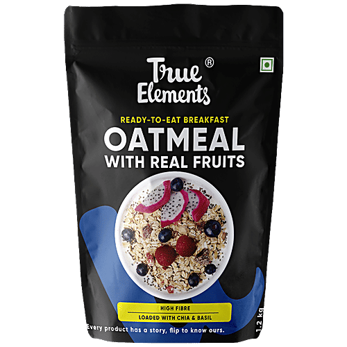 True Elements Whole Oatmeal With Chia & Real Fruits - High In Protein & Fibre, 1. 2 kg  High in Fibre & Protein
