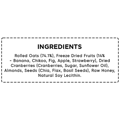 True Elements Whole Oatmeal With Chia & Real Fruits - High In Protein & Fibre, 1. 2 kg  High in Fibre & Protein