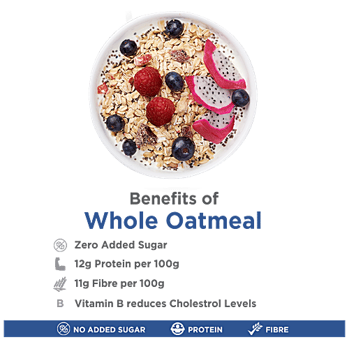 True Elements Whole Oatmeal With Chia & Real Fruits - High In Protein & Fibre, 1. 2 kg  High in Fibre & Protein