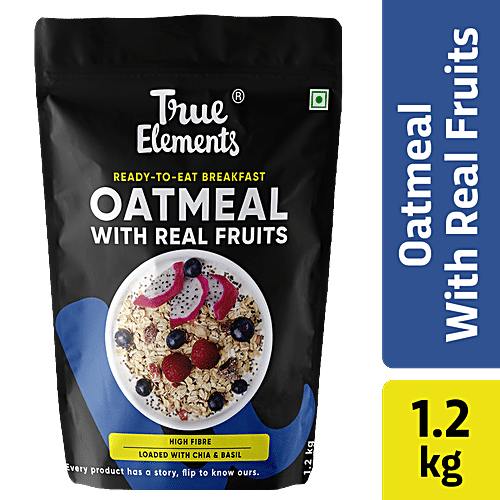 True Elements Whole Oatmeal With Chia & Real Fruits - High In Protein & Fibre, 1. 2 kg  High in Fibre & Protein
