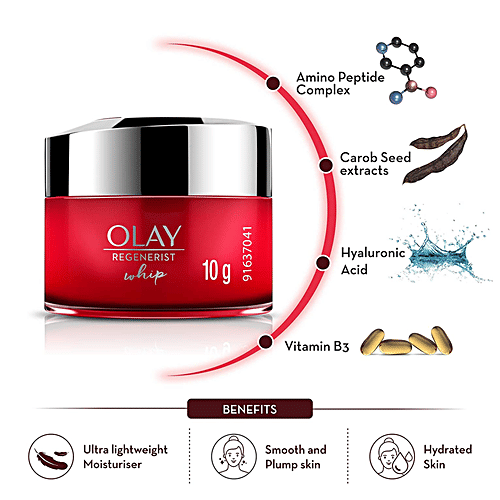 Olay Olay Ultra Lightweight Moisturiser - Regenerist Whip Mini Day Cream, Non SPF, 10 g  
