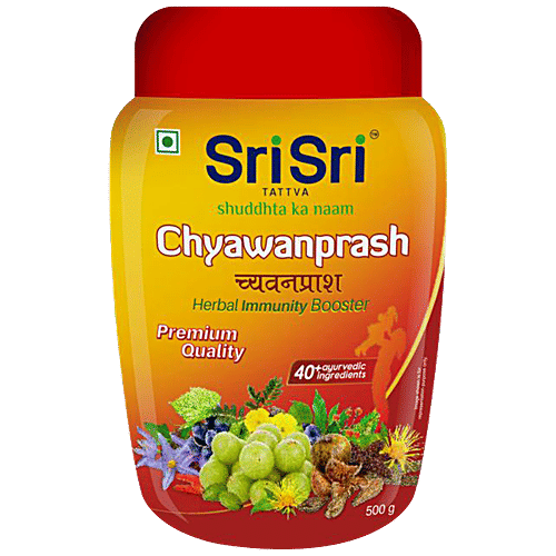 Sri Sri Tattva Chyawanprash, 500 g Jar Herbal Immunity Booster with 40+ Ayurvedic Ingredients for Better Strength and Stamina