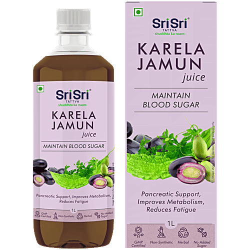 Sri Sri Tattva Karela Jamun Juice, 1 Litre - Ayurvedic Juice to Help Maintain Healthy Sugar Levels - Natural - No Added Sugar, 1 L  
