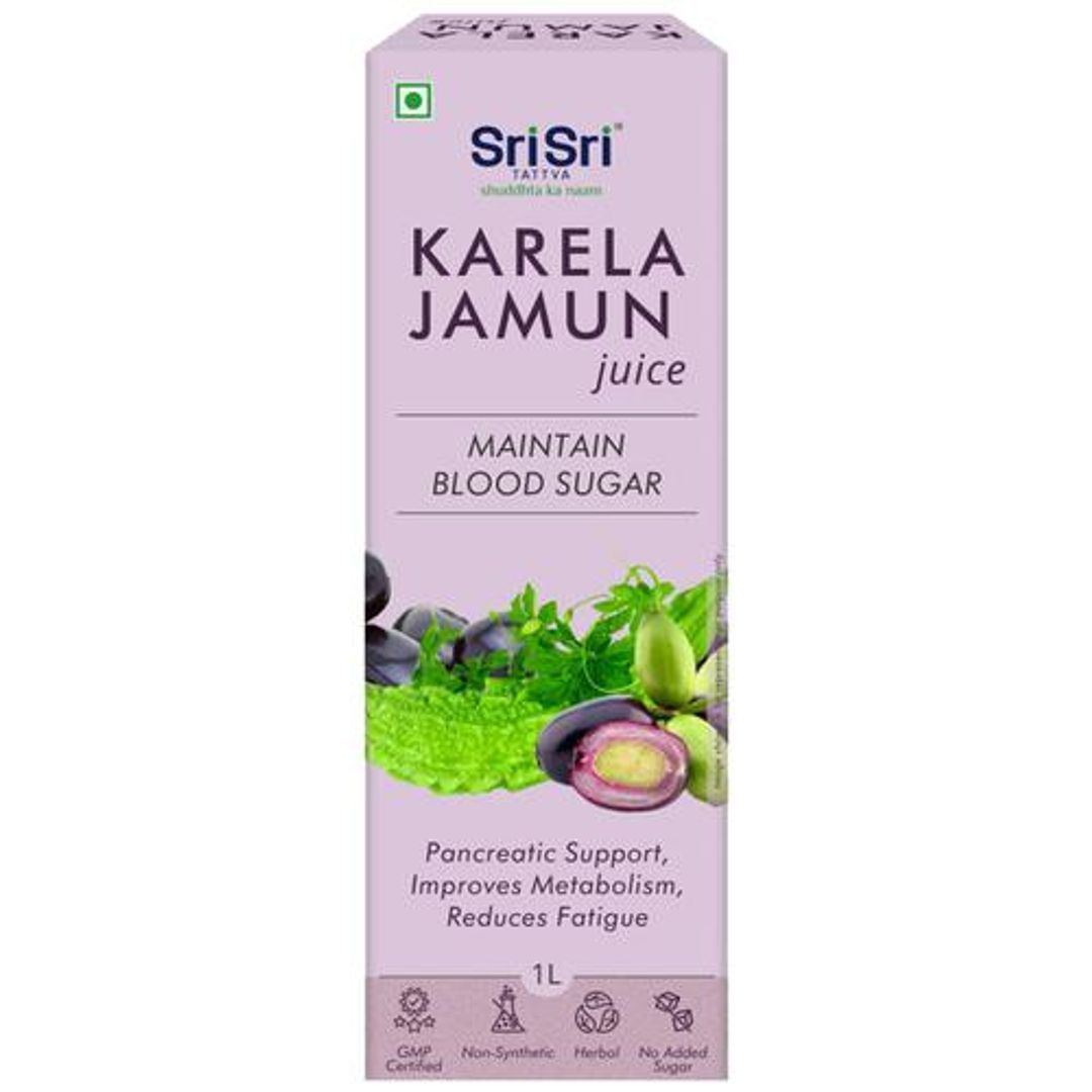 Sri Sri Tattva Karela Jamun Juice, 1 Litre - Ayurvedic Juice to Help Maintain Healthy Sugar Levels - 100% Natural - No Added Sugar, 1 L 