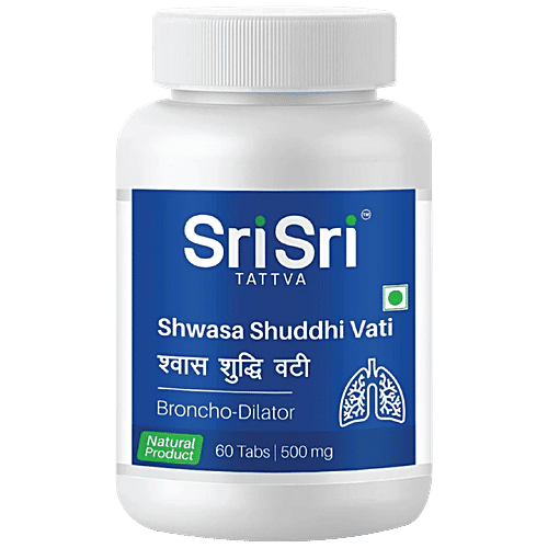 Sri Sri Tattva Shwasa Shuddhi Vati - Broncho Dilator, 500 mg, 60 pcs  Paraben Free