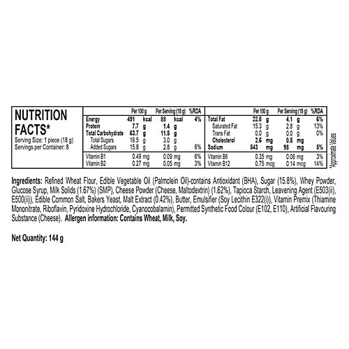 Malkist Cheese Cracker Biscuits, 144 g Pouch