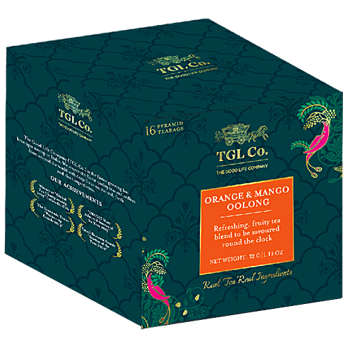 TGL Co. Orange & Mango Oolong Tea Bags Make Brew Iced Tea or Hot Tea, 32 g (16 Bags x 2 g each) 