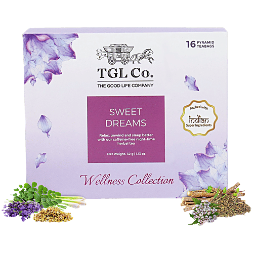 TGL Co. Sweet Dreams Chamomile Tea Bags, 32 g (16 Bags x 2 g each) Zero Fat