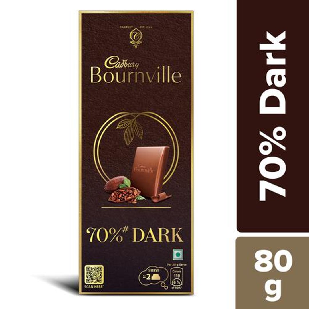 Cadbury Bournville Rich Cocoa 70% Dark Chocolate Bar, 80 g 