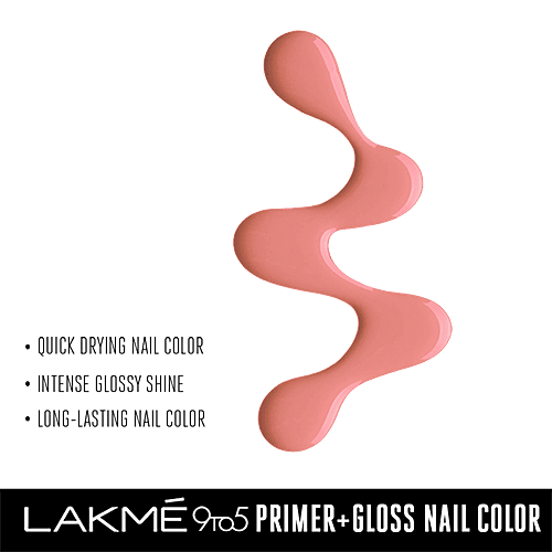 Lakme 9To5 Primer + Gloss Nail Colour - Peach Blossom, 6 ml  