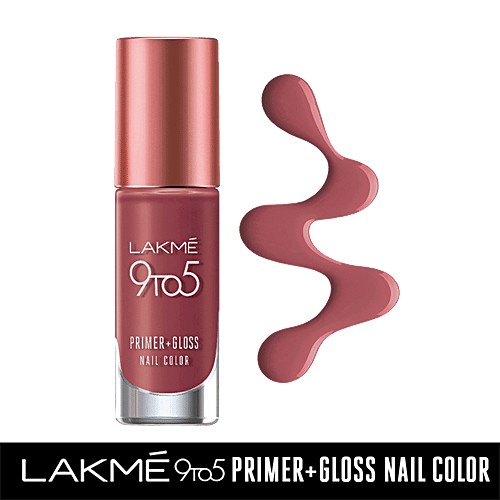 Lakme 9To5 Primer + Gloss Nail Colour - Dusty Pink, 6 ml  
