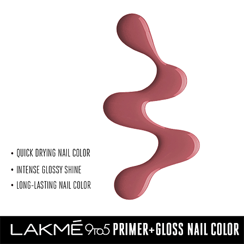 Lakme 9To5 Primer + Gloss Nail Colour - Dusty Pink, 6 ml  