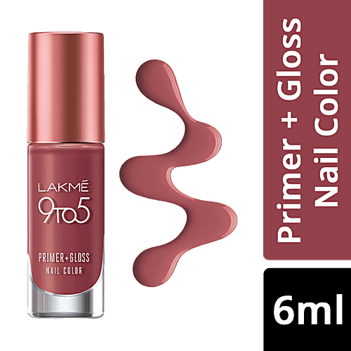 Lakme 9To5 Primer + Gloss Nail Colour - Dusty Pink, 6 ml  