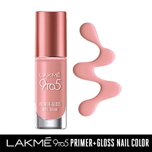 Lakme 9To5 Primer + Gloss Nail Colour - Pink Origin, 6 ml  