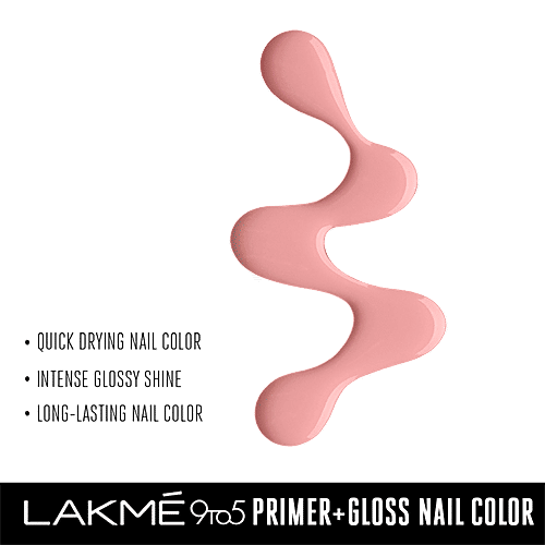 Lakme 9To5 Primer + Gloss Nail Colour - Pink Origin, 6 ml  