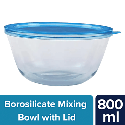 Buy bb home Glass Mixing Bowl With Lid Borosilicate, Blue Online at