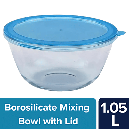 Buy bb home Glass Mixing Bowl with Lid Borosilicate, Blue Online at