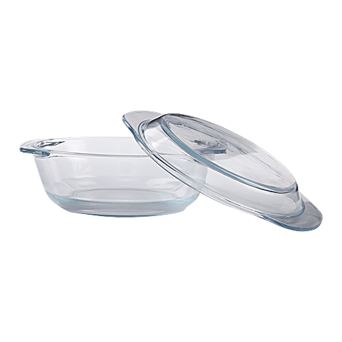 BB Home Borosilicate Glass Round Casserole With Lid, 1 L  