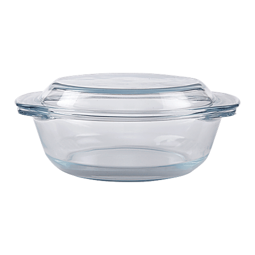 BB Home Borosilicate Glass Round Casserole With Lid, 1 L  