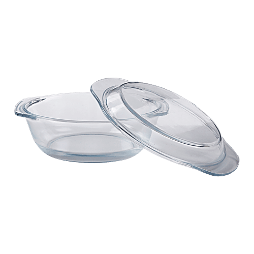 Buy BB Home Glass Round Borosilicate Casserole/Bowl With Lid Online at Best Price of Rs 239.50