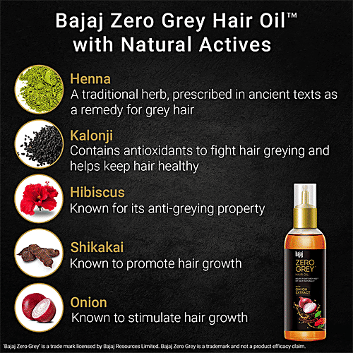 Buy Bajaj Zero Grey AntiGreying Hair Oil Delay Greying Of Hair