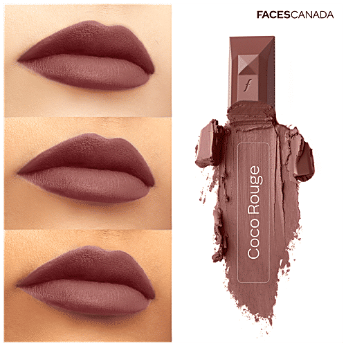 Faces Canada Ultime Pro Belle De Luxe Jewel Cut Lipstick - Luxurious Satin Matte Finish, 3.8 g Coco Rouge 03 Enriched with Pure Rose Extract