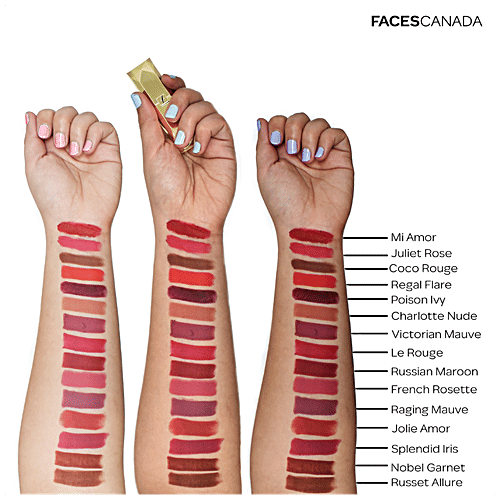 Faces Canada Ultime Pro Belle De Luxe Jewel Cut Lipstick - Luxurious Satin Matte Finish, 3.8 g Coco Rouge 03 Enriched with Pure Rose Extract