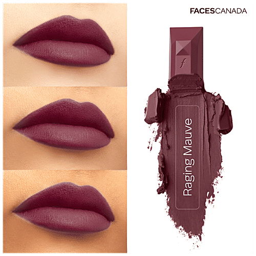 Faces Canada Ultime Pro Belle De Luxe Jewel Cut Lipstick - Luxurious Satin Matte Finish, 3.8 g Raging Mauve 13 Enriched with Pure Rose Extract