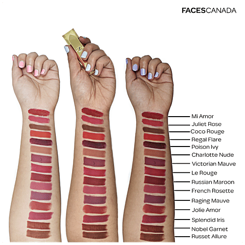 Faces Canada Ultime Pro Belle De Luxe Jewel Cut Lipstick - Luxurious Satin Matte Finish, 3.8 g Raging Mauve 13 Enriched with Pure Rose Extract