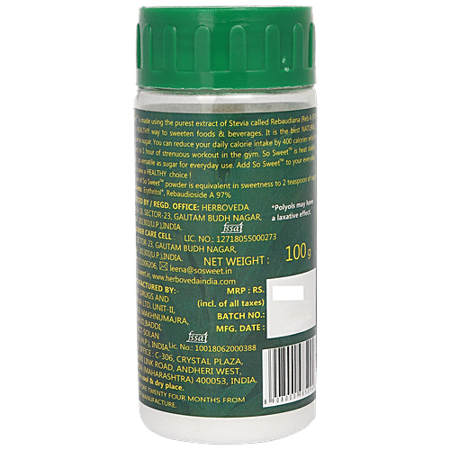 So Sweet Stevia Powder, 100 g Bottle 