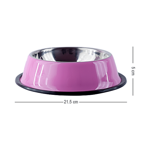DP Pet Stainless Steel Food Bowl - Round, Big, Assorted Colour, BB1521A, 1 pc  