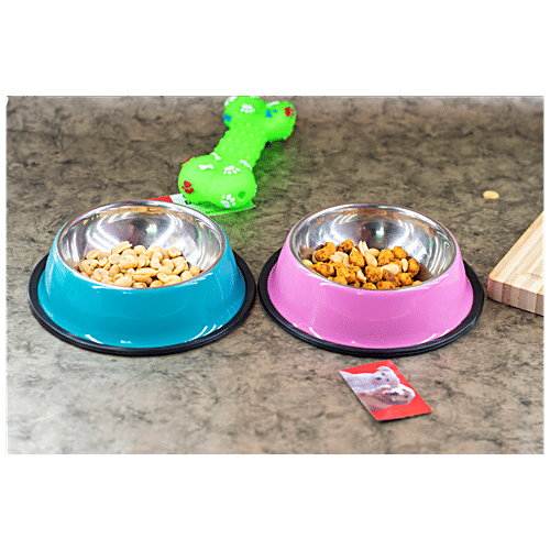 DP Pet Stainless Steel Food Bowl - Round, Big, Assorted Colour, BB1521A, 1 pc  
