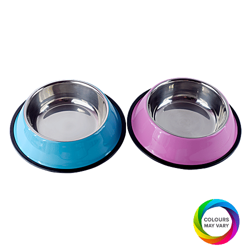 DP Pet Stainless Steel Food Bowl - Round, Big, Assorted Colour, BB1521A, 1 pc  