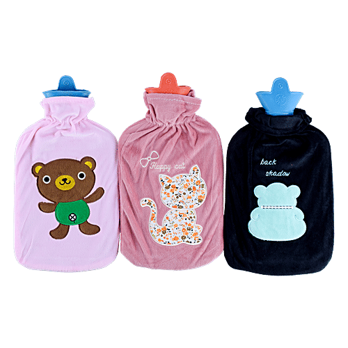 DP Premium Classic Rubber Hot/ Cold Water Bag With Soft Fleece / Velvet Cover, BB1547, 1 pc