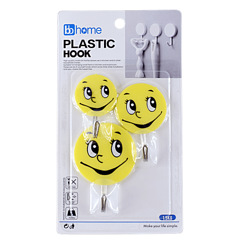 BB Home Plastic Hook/ Hanger Card - Self Adhesive/ Stickable, BH104, 3 pcs  