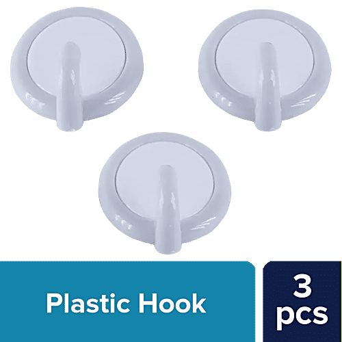 bb home Plastic Hook - Self Adhesive/Stickable, Round Shape, 3 pcs For Multipurpose Use