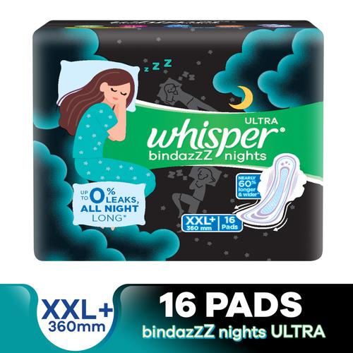 Whisper Ultra Overnight Sanitary Pad With Wings - XXL Plus, 16 pcs