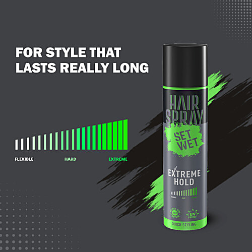 Set Wet Extreme Hold Styling Hair Spray For Men - Style, Spray, Freeze Your Hair, 200 ml  No Flaking