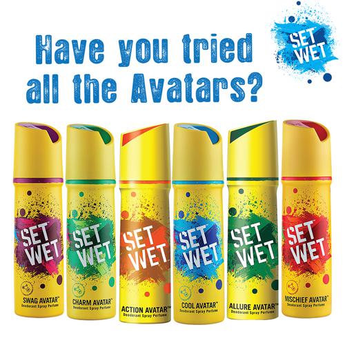 Set Wet Cool, Action & Allure Avatar Deodorant Spray Perfume For Men, 450 ml  