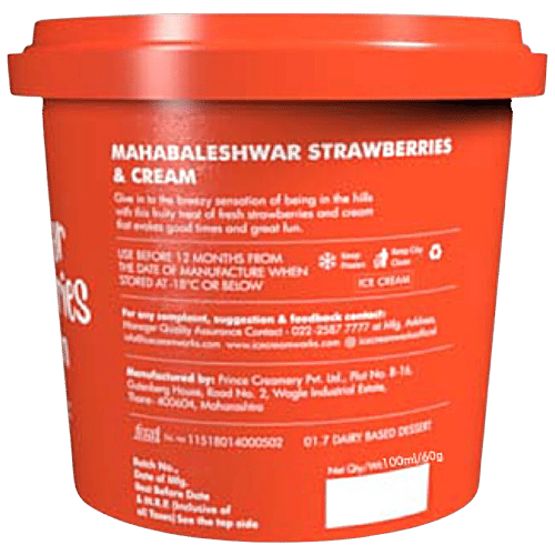 Ice Cream Works Mahabaleshwar Strawberries & Cream Ice Cream - Luxury Milk, 100 ml