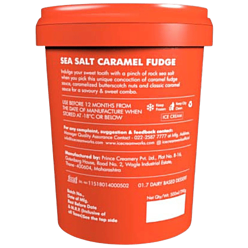 Ice Cream Works Sea Salt Caramel Fudge Ice Cream - Luxury Milk, 500 ml