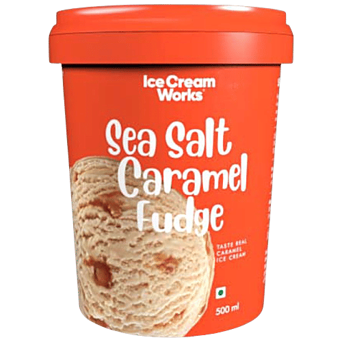 Ice Cream Works Sea Salt Caramel Fudge Ice Cream - Luxury Milk, 500 ml