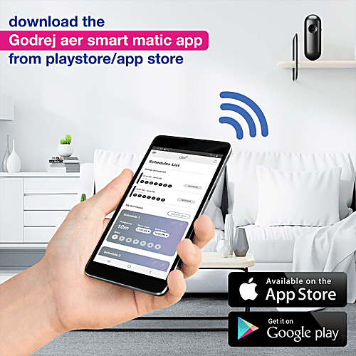 Godrej Aer Smart Matic Bluetooth Enabled Automatic Air Freshener Kit - Passion, 2200 sprays, 1 pc (1 machine + 1 refill) 2200 Sprays, Smart Scheduler