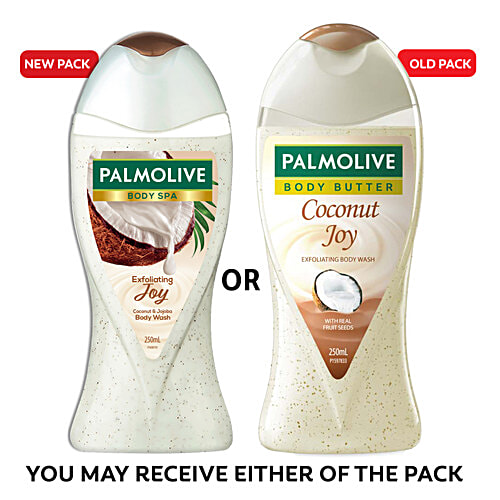 Palmolive Coconut & Jojoba Body Wash, 250 ml Body Spa, Exfoliating Joy, pH Balanced, Parabens & Silicone Free